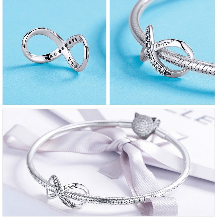 Accessori per bracciali fai-da-te da donna in argento sterling 925 Infinity Family Forever Beaded, SCC1146