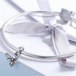 Accessori per bracciale con perline fai-da-te con ciondolo a forma di ape in argento sterling S925, SCC821