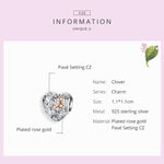 Accessori per bracciale fai da te con quadrifoglio cavo in rilievo a forma di cuore in argento sterling 925, SCC1248