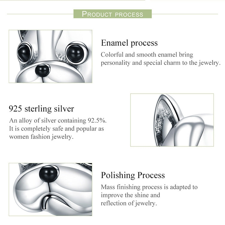 Perline Bulldog serie animali in argento sterling S925