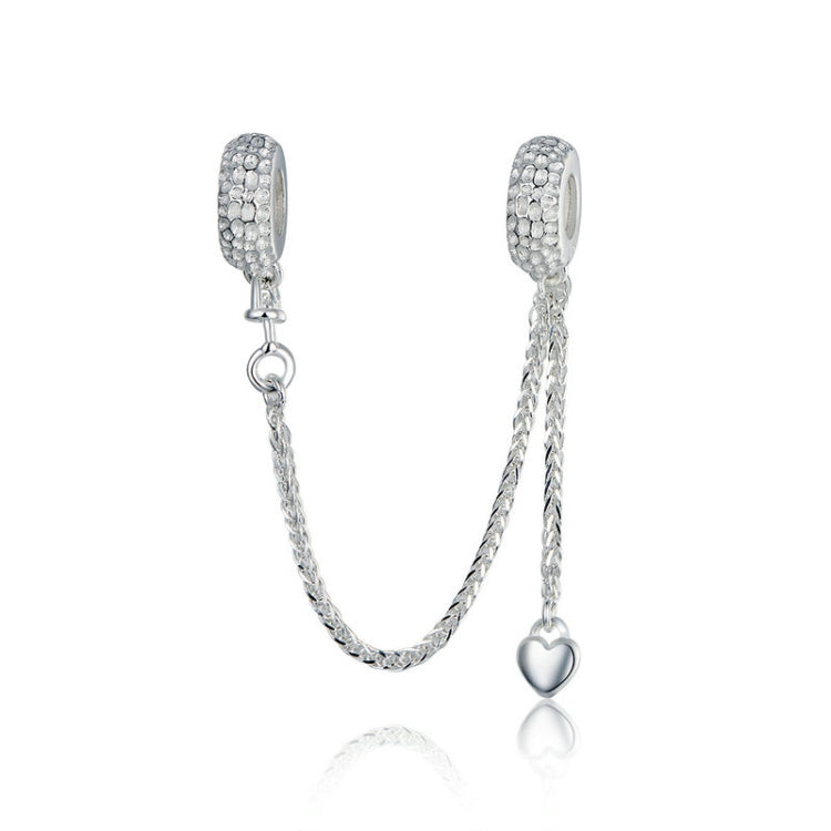 Braccialetto donna argento 925 cuore con catena sicurezza