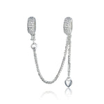 Braccialetti da donna con ciondolo con tappo a forma di cuore d'amore in argento sterling 925 con catena di sicurezza Gioielli fai da te, SCC1112
