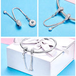 Braccialetti da donna con ciondolo con tappo a forma di cuore d'amore in argento sterling 925 con catena di sicurezza Gioielli fai da te, SCC1112