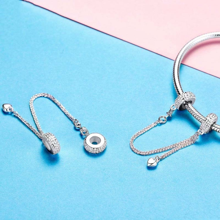 Braccialetti da donna con ciondolo con tappo a forma di cuore d'amore in argento sterling 925 con catena di sicurezza Gioielli fai da te, SCC1112