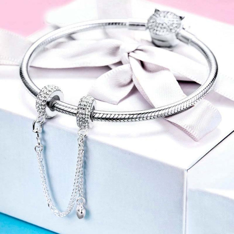 Braccialetti da donna con ciondolo con tappo a forma di cuore d'amore in argento sterling 925 con catena di sicurezza Gioielli fai da te, SCC1112