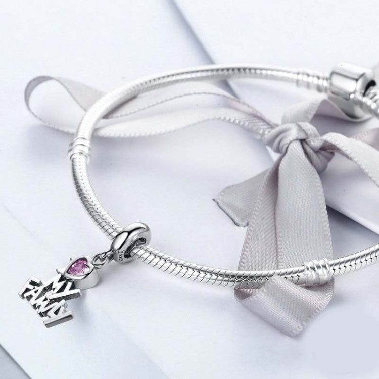 Accessori per bracciale con pietra preziosa rosa intarsiata con ciondolo I Love My Home in argento sterling S925