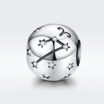 S925 Sterling Silver Dodici Costellazioni Perline Accessori per braccialetti fai da te Gioielli Perline in argento, Aries, Taurus, Gemini, Cancer, Leo, Virgo, Libra, Scorpio, Sagittarius, Capricorn, Aquarius, Pisces