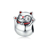 Accessorio per gioielli braccialetto fai-da-te con perline gatto fortunato in argento sterling 925, SCC1178