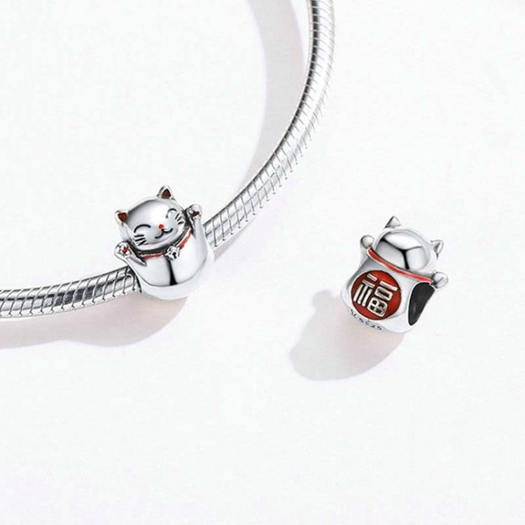 Accessorio per gioielli braccialetto fai-da-te con perline gatto fortunato in argento sterling 925, SCC1178
