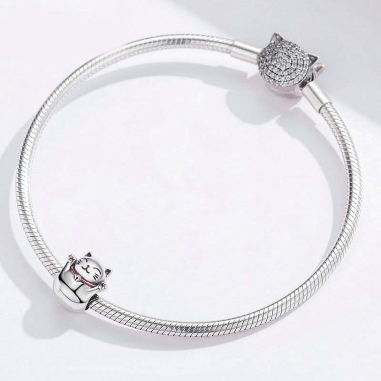 Accessorio per gioielli braccialetto fai-da-te con perline gatto fortunato in argento sterling 925, SCC1178