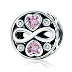 Gioielli con braccialetti con ciondoli in argento sterling 925 con cuore rosa e infinito amore, SCC240