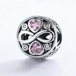 Gioielli con braccialetti con ciondoli in argento sterling 925 con cuore rosa e infinito amore, SCC240