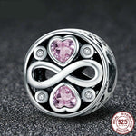 Gioielli con braccialetti con ciondoli in argento sterling 925 con cuore rosa e infinito amore, SCC240