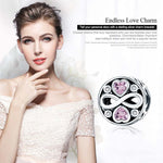 Gioielli con braccialetti con ciondoli in argento sterling 925 con cuore rosa e infinito amore, SCC240