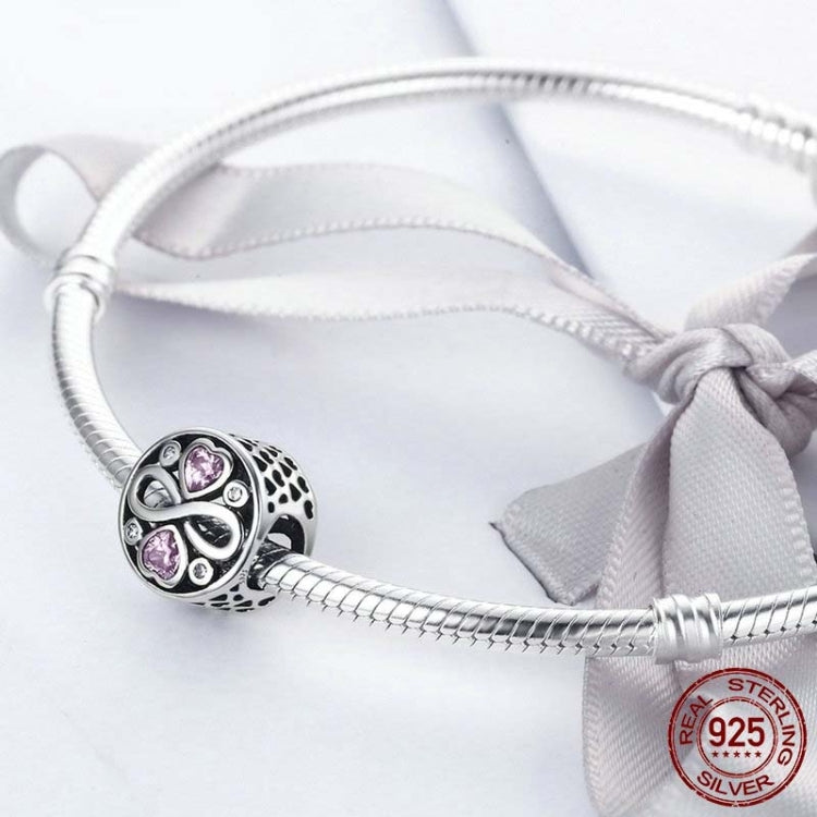 Gioielli con braccialetti con ciondoli in argento sterling 925 con cuore rosa e infinito amore, SCC240