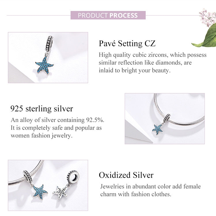 Accessori per bracciale fai da te da donna con ciondolo stella marina in argento sterling 925, SCC1210