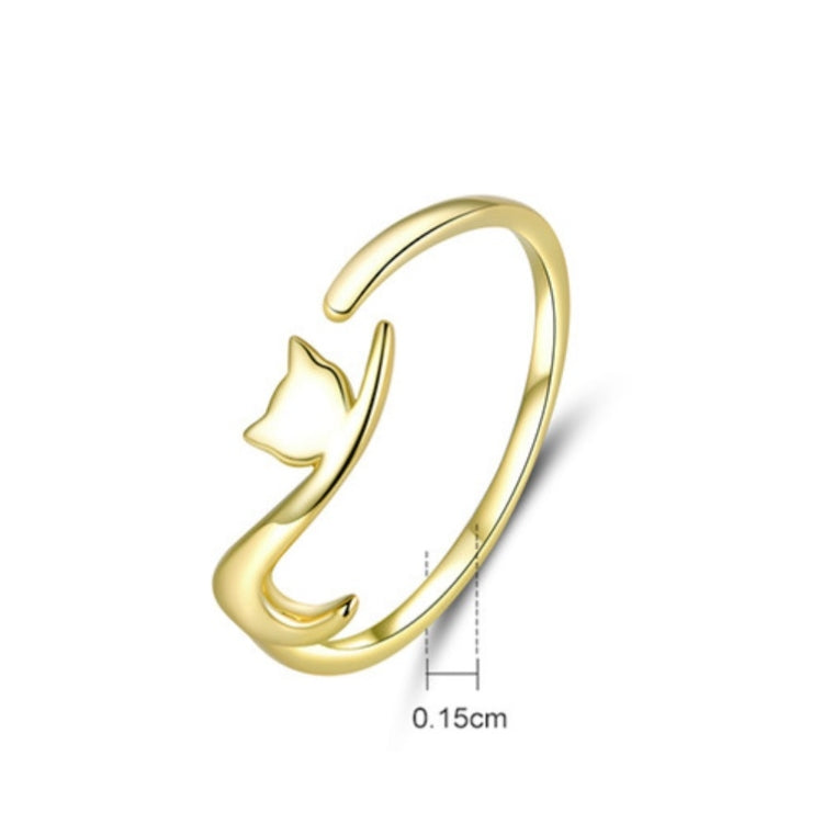 Anello aperto alla moda con anello in argento sterling con gatto impertinente, SCR220-B, SCR220