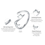 Anello aperto alla moda con anello in argento sterling con gatto impertinente, SCR220-B, SCR220