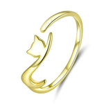 Anello aperto alla moda con anello in argento sterling con gatto impertinente, SCR220-B, SCR220