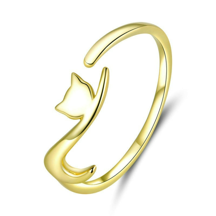 Anello aperto alla moda con anello in argento sterling con gatto impertinente, SCR220-B, SCR220