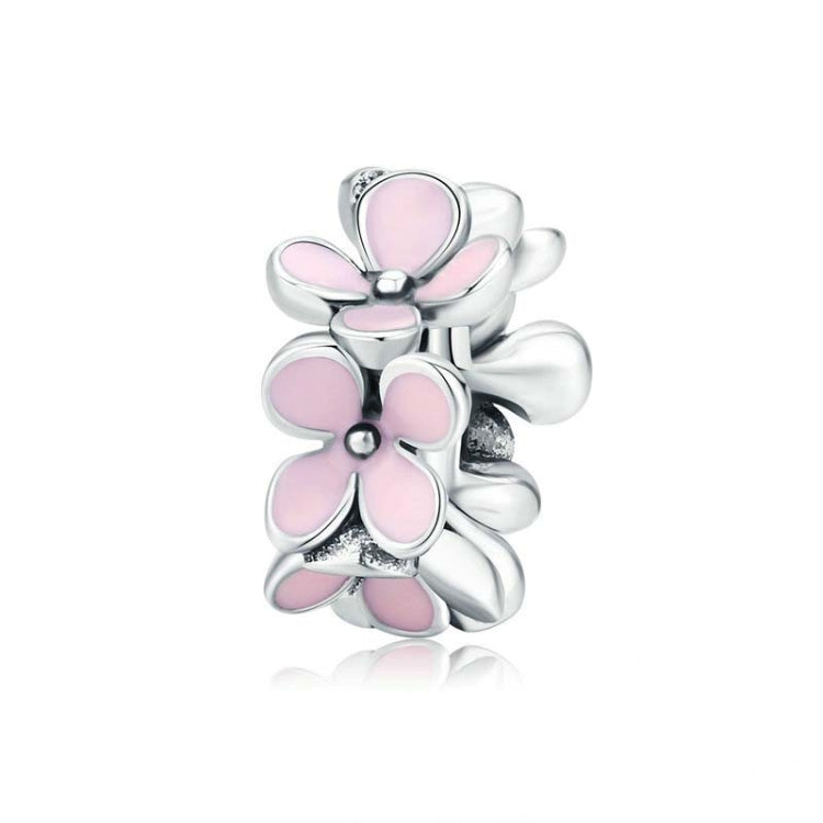 Perline di gioielli fai da te con ciondolo a forma di fiore in argento sterling 925 con smalto rosa, SCC1484