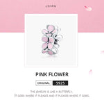 Perline di gioielli fai da te con ciondolo a forma di fiore in argento sterling 925 con smalto rosa, SCC1484
