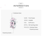 Perline di gioielli fai da te con ciondolo a forma di fiore in argento sterling 925 con smalto rosa, SCC1484