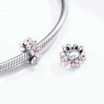 Perline di gioielli fai da te con ciondolo a forma di fiore in argento sterling 925 con smalto rosa, SCC1484