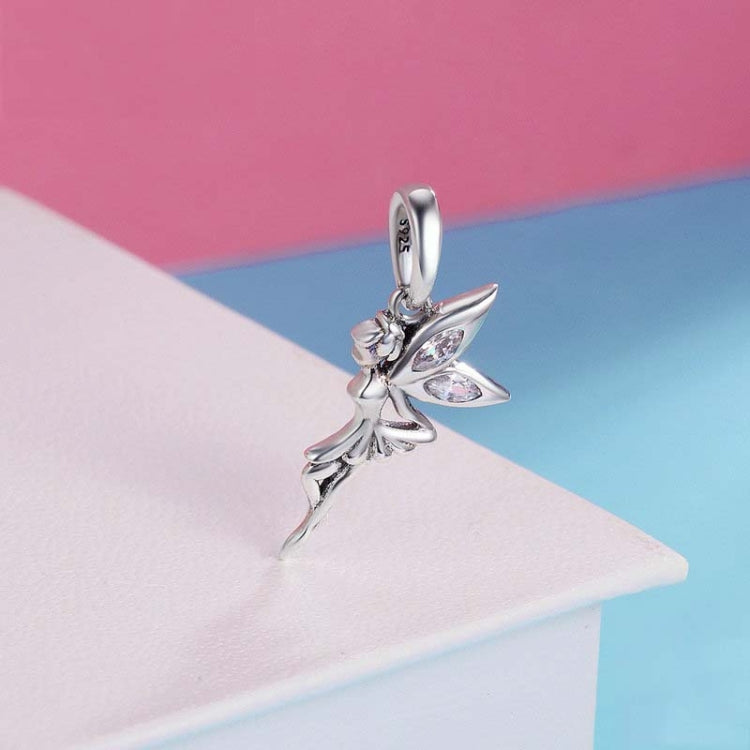Ciondolo pendente fata fiore in argento sterling 925 da donna, bracciali fai da te, collane, accessori, SCC359
