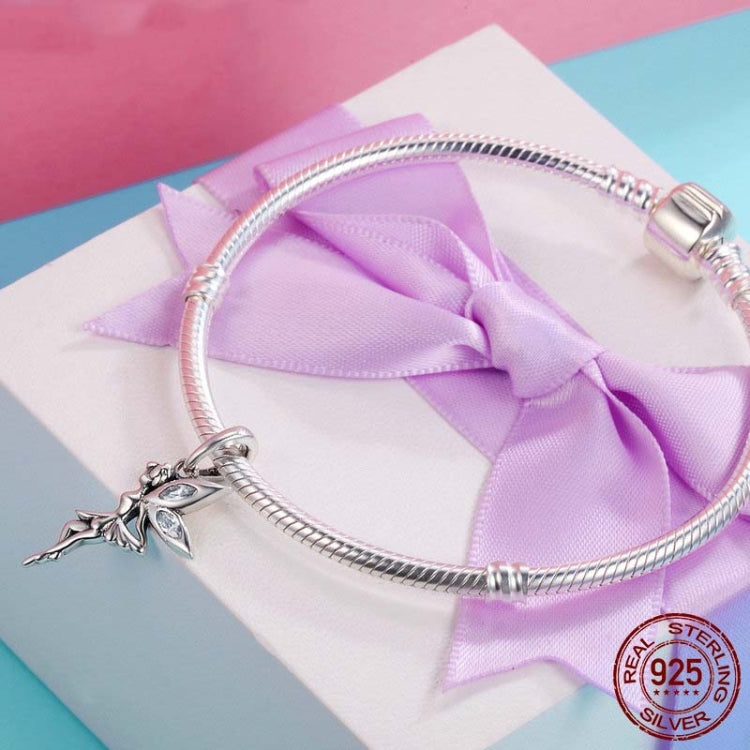 Ciondolo pendente fata fiore in argento sterling 925 da donna, bracciali fai da te, collane, accessori, SCC359