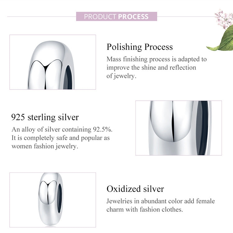 Accessori per gioielli braccialetto fai da te con perline semplici in argento sterling 925, SCC1450