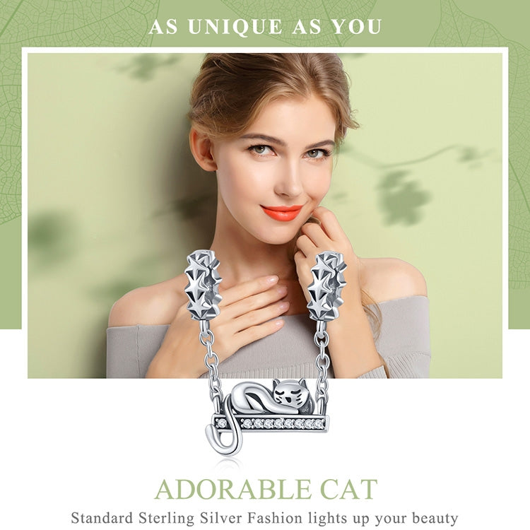 Ciondolo in argento sterling 925 con ciondolo per collana con gatto carino, SCC856
