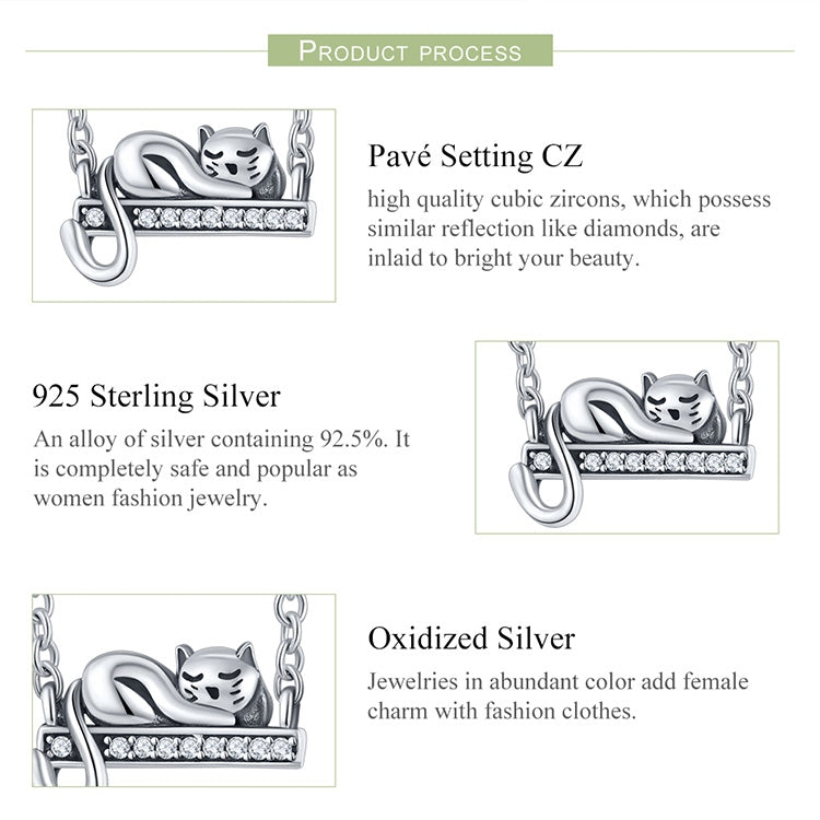 Ciondolo in argento sterling 925 con ciondolo per collana con gatto carino, SCC856