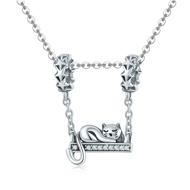 Ciondolo in argento sterling 925 con ciondolo per collana con gatto carino, SCC856