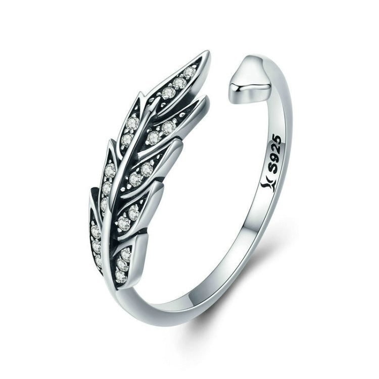 Anello donna aperto a foglia in argento S925 con zircone