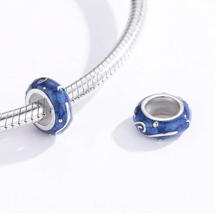 Accessori per braccialetti fai-da-te con perline blu brillante in argento sterling 925. Perline, SCC1388