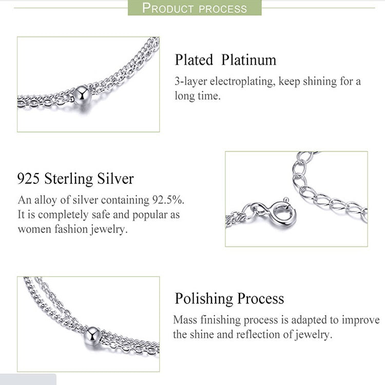 Bracciale in argento sterling S925 da donna, gioielli in argento placcato platino, gioielli in argento, SCB131