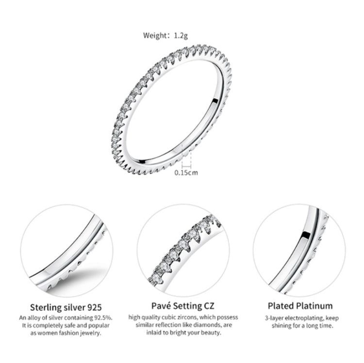 Anello semplice da donna in argento sterling S925 con diamante, 5, 6, 7, 8, 9