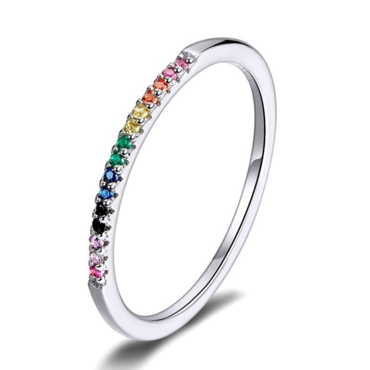 Anello in argento sterling S925 Anello con zirconi colorati, 6, 7, 8