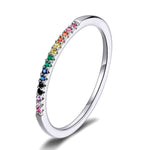 Anello in argento sterling S925 Anello con zirconi colorati, 6, 7, 8
