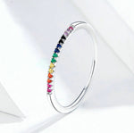 Anello in argento sterling S925 Anello con zirconi colorati, 6, 7, 8