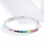 Anello in argento sterling S925 Anello con zirconi colorati, 6, 7, 8