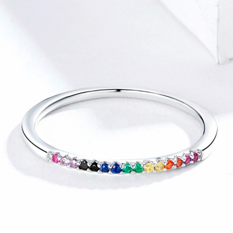 Anello in argento sterling S925 Anello con zirconi colorati, 6, 7, 8