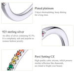 Anello in argento sterling S925 Anello con zirconi colorati, 6, 7, 8