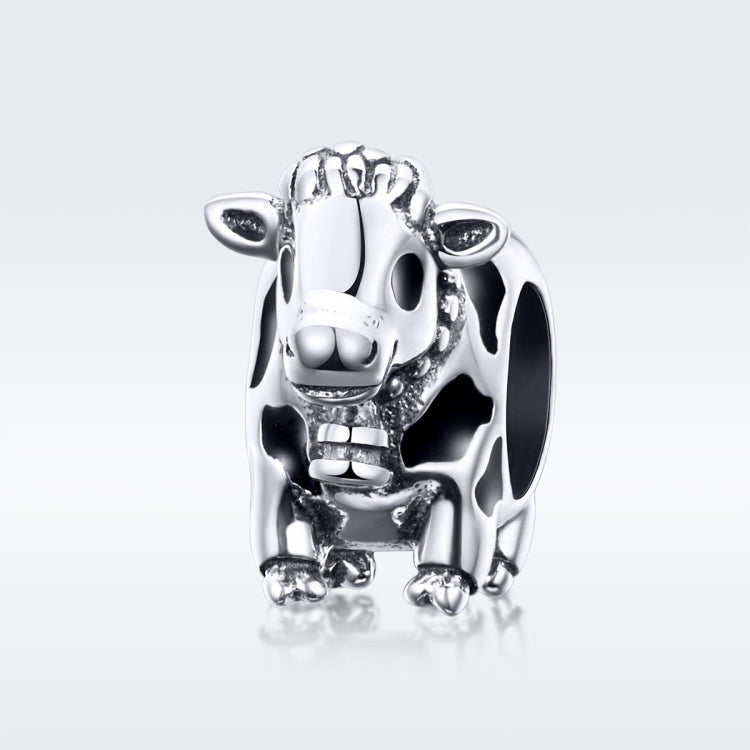 Accessorio per braccialetto con perline animali fai-da-te in argento sterling 925 con mucca carina, SCC1049