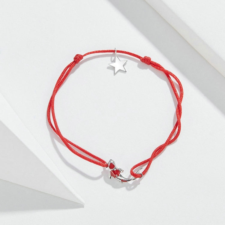 Bracciale in argento sterling con cordino rosso Gioielli con braccialetto Koi Star
