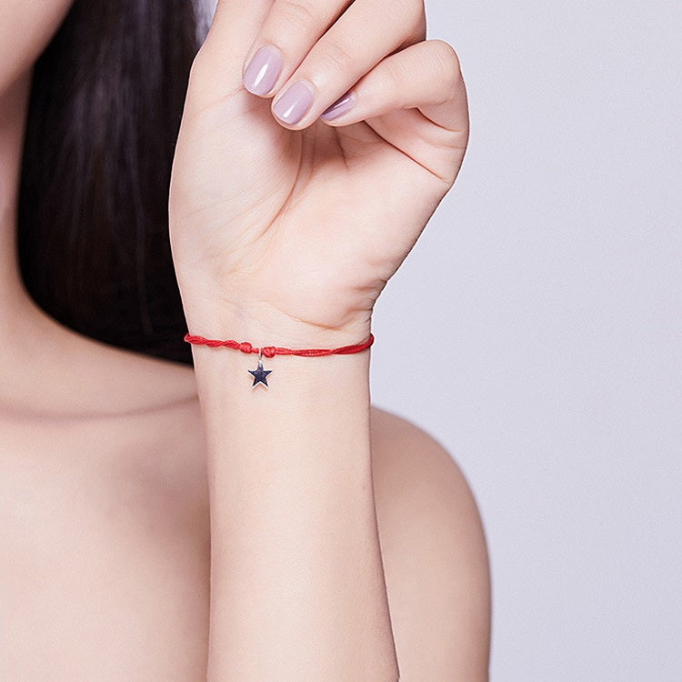 Bracciale in argento sterling con cordino rosso Gioielli con braccialetto Koi Star