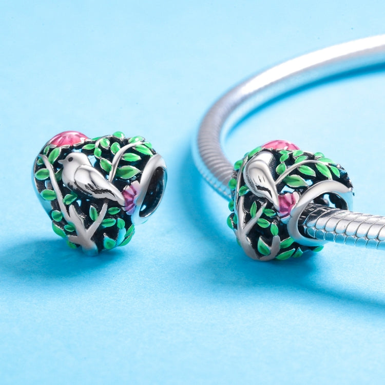 Perline con ciondoli a forma di uccello nel bosco in argento sterling 925 adatti a braccialetti da donna, collane e gioielli, SCC647