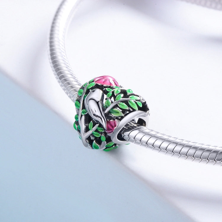 Perline con ciondoli a forma di uccello nel bosco in argento sterling 925 adatti a braccialetti da donna, collane e gioielli, SCC647