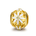 Accessori per bracciale fai da te con perline vuote in argento sterling 925 con margherita dorata, SCC1216